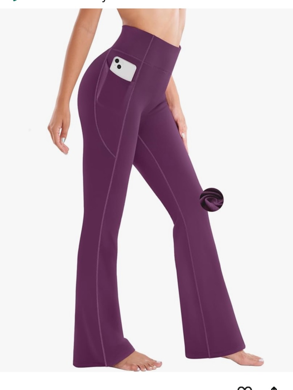 Ewedoos Fleece Lined Women Thermal Yoga Pants w/ Pockets High, Purple, Large